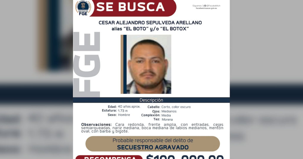 Michoacán y Estados Unidos ofrecen recompensas de hasta 5 millones de dólares por ‘El Bótox’, líder de los Blancos de Troya